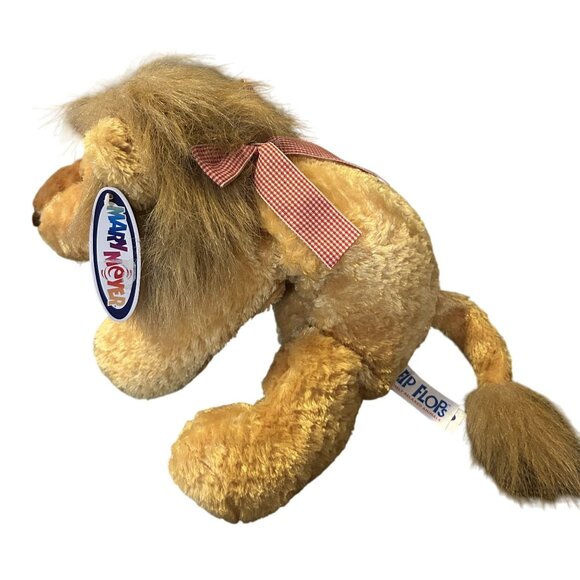 Mary Meyer Flip Flop Plush Stuffed Lion Vintage 13" Soft Toy With Red Bow - Picture 2 of 6